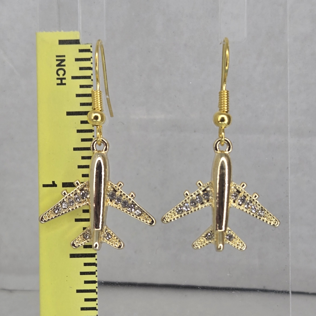 Gold Airplane Earrings 6$